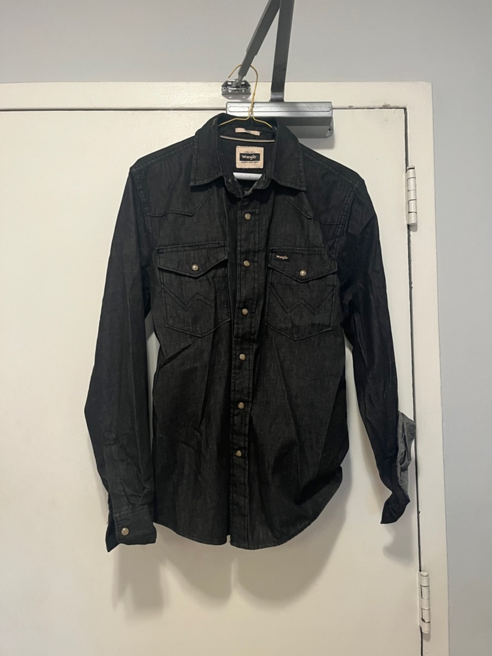 Wrangler Black Denim Snap-Front Western Shirt